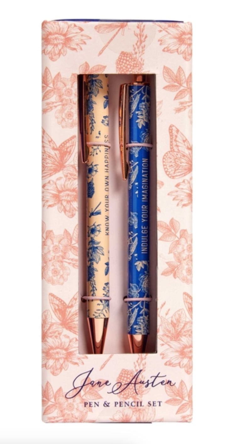 Jane Austen: Floral Pen and Pencil Set (Set of 2)